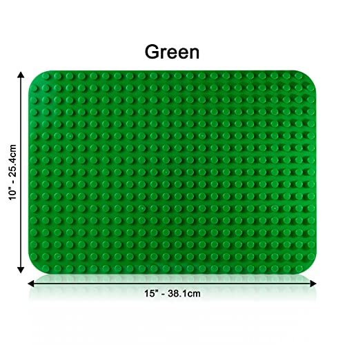 Apostrophe Games Building Block Base Plate for Large Blocks 15" x 10" (1x Green) Compatible with Major Brands, STEM Learning - style: 1 x green
