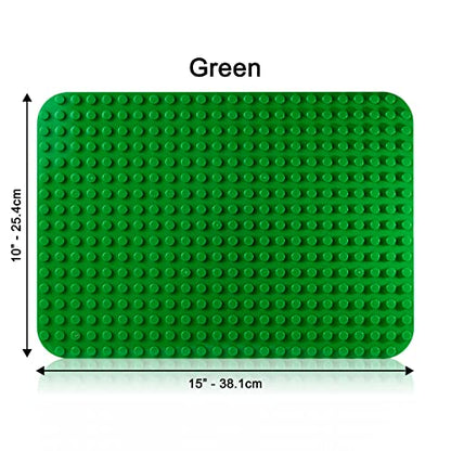 Apostrophe Games Building Block Base Plate for Large Blocks 15" x 10" (1x Green) Compatible with Major Brands, STEM Learning - style: 1 x green