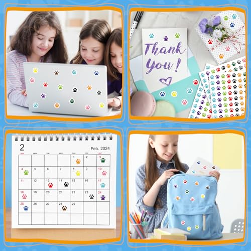 7200Pcs Paw Print Stickers, Colorful Mini Puppy Paw Stickers Classroom Teachers Incentive Reward Decal Behavior Chart Sticker for Home School Students Teachers Supplies - style: Paw Prints