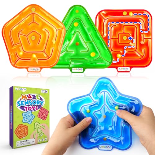 LESONG Sensory Fidget Toys for Kids: 4 Pack Squishy Gel-Filled Fidget Maze for Special Needs - Calming Sensory Toys for Autism ADHD Classroom Prizes - Travel Games for Boys Girls Car Road Trips - style: 4 Pack-Maze