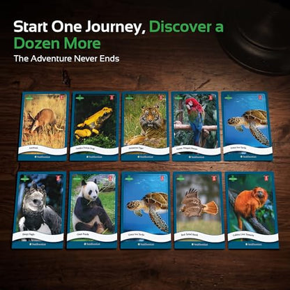 Parkside Curiosity Cards - Animal Kingdom Collectible Trading Cards - 50 Wildlife Flash Cards for Girls & Boys - STEM Learning Flashcards for Kids with Smithsonian Zoo Animal Facts - Made in USA