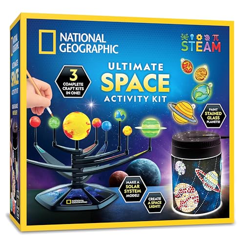 National Geographic Ultimate Space Activity Kit – Diamond Painting Solar System Night Light, Glow-in-The-Dark Solar System Model & Stained Glass Window Art, Outer Space STEAM Arts & Crafts for Kids - style: Ultimate Space Kit