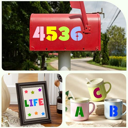 80Pcs Letter Stencils Alphabet and Number Stencil for Painting Reusable Small Alphabet Stencil for Crafts Letter Drawing Stencils on Wall DIY Art Project Rock Fabric Chalkboard (80, 3Inch&4Inch) - size: 3Inch&4Inch