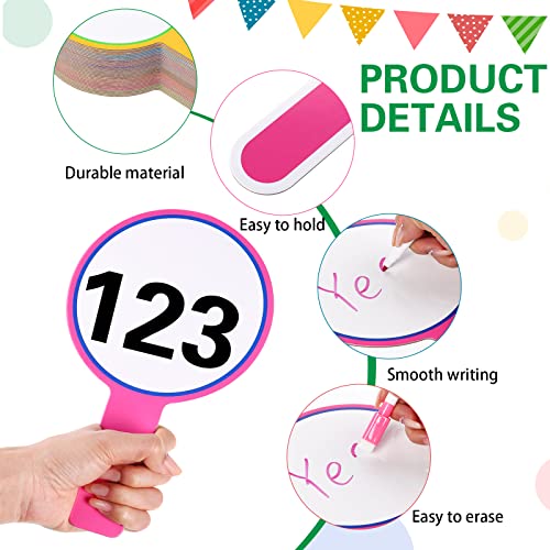 Crtiin 80 Pcs Colorful Dry Erase Paddles Set Include 40 Dry Erase Paddles with 40 Markers Double Sided Handheld Whiteboard for Answer Numbers Voting Blank Fans(Round) - style: Round