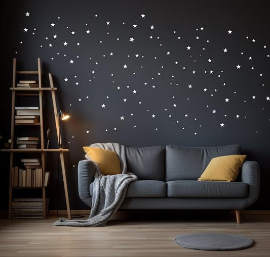 Sparkles and Stars Wall Decals, 500 Stars Wall Sticker, Sparkle Wall Decal, Space Kids Room Decor, Nursery Wall Art, Celestial Wall Stickers(White) - color: Stars - White