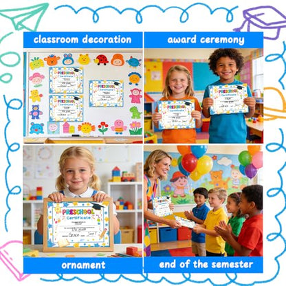 Preschool Kindergarten Diploma Graduation Certificates 30 Pcs Prek Preschool Graduation Diploma Certificate Achievement Award Certificate for Kids Student Teacher Preschools Graduations Gift Supplies - color: Preschool a