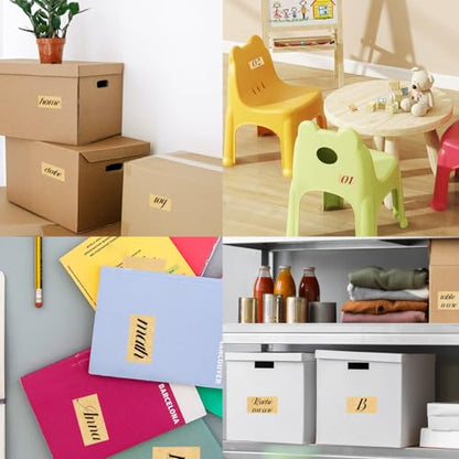 STARLIBOO Kraft Paper Rectangle Removable Moving Labels, 250 Labels, 2*3 Inch, Color-Coding Labels - color: Kraft Paper, size: 2*3 inch