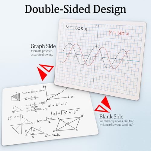 Grid Whiteboard Coordinate XY Axis Graph 9"x12" Small Dry Erase White Board, 10 Pack Double-Sided Math Whiteboard Portable for Students Classroom Teachers School Supplies