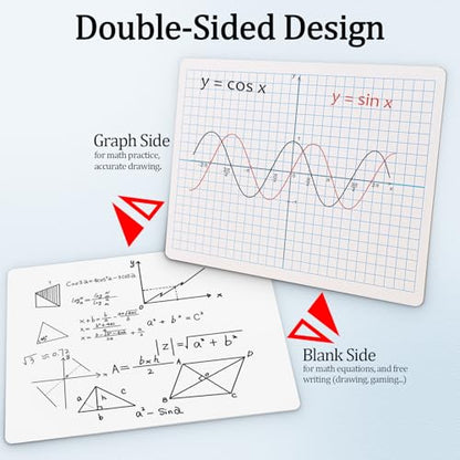 Grid Whiteboard Coordinate XY Axis Graph 9"x12" Small Dry Erase White Board, 10 Pack Double-Sided Math Whiteboard Portable for Students Classroom Teachers School Supplies