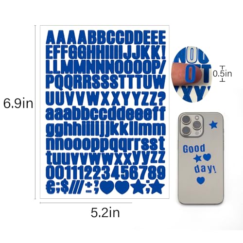 1550 Pcs 10 Sheets Letter Stickers,Self Adhesive Waterproof 1/2 Inch Mailbox Numbers Vinyl Stickers,Alphabet Decals for Water Bottle,Window,Classroom,Car,Laptop,Scrapbook (Blue, 0.5 Inch) - color: Blue, size: 0.5 Inch