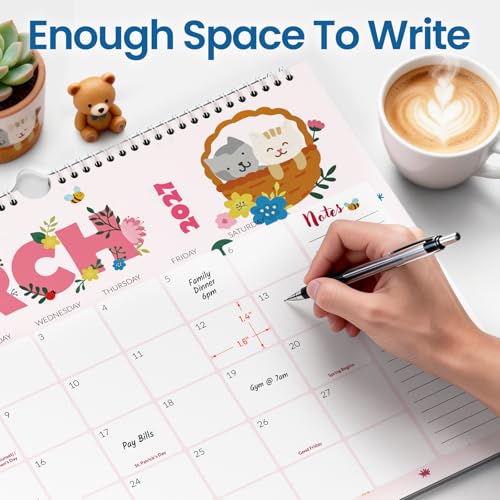 SUNEE 2026-2027 Calendar - 18 Months Wall Calendar Jul. 2026 - Dec. 2027, 14.5"x11.5" Big Grid Hanging Calendar with Note for Organizing & Planning, Cute - color: Cute