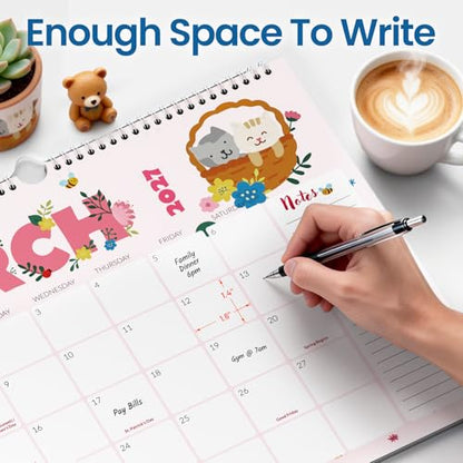 SUNEE 2026-2027 Calendar - 18 Months Wall Calendar Jul. 2026 - Dec. 2027, 14.5"x11.5" Big Grid Hanging Calendar with Note for Organizing & Planning, Cute - color: Cute