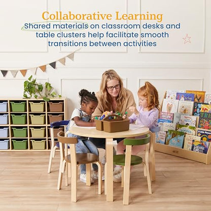 ECR4Kids 3-Compartment Small Plastic Caddy, Multipurpose Organization, Earthtone, 6-Pack - color: Earthtone