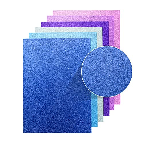 Glitter Cardstock Paper, 30 Sheets 250gsm Glitter Paper, Premium A4 Sparkle Shinny Craft Paper, 6 colors Card Stock for DIY Projects, Crafts, Scrapbook, Birthday and Wedding Party Decors - Blue Violet - color: Blue Purple