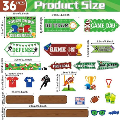 gisgfim Football Bulletin Board Decoration Set Football Borders Touch Down Cutouts for School Classroom Game Day Sports Bulletin Board Craft Home Wall(Football) - style: Football