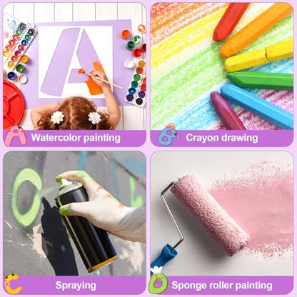 SATINIOR 36 Pieces Large Letter Stencils Number Reusable Alphabet Stencils Numbers Templates Craft for Wood Wall Fabric Signage Chalkboard Painting DIY Projects (Cute,19 Inch) - size: 19 Inch, style: Cute