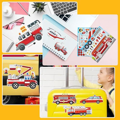24 Sheets Rescue Vehicle Stickers for Kids, Make Your Own Tow Truck Stickers for Toddlers, Relief Vehicles Theme Sticker for Classroom Teacher Reward(Fire Trucks, Helicopters, Water Trucks) - style: Truck