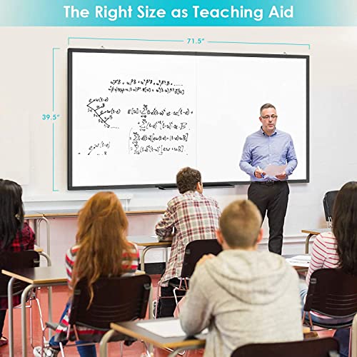 White Board Dry Erase 72x40, Large Magnetic Whiteboard Maxtek Dry Erase Boards for Wall, Aluminum Presentation Wall-Mounted Marker Board with a Long Pen Tray for School, Classroom, Office & Home - size: 72"W x 40"H, style: Style A