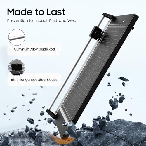 24 Inch Rotary Paper Cutter Photo Paper Cutter with Positioning Ruler & 2 Blades Cut Paper Cutter for Photo Sticker Shops, Offices