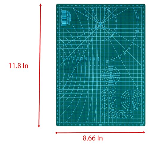 Double Side Cutting Mat, 2 Pcs PVC A4 Size 11.8 Inch x 8.66 Inch Self Healing Scales Cutting Mat for Quilting, Sewing Crafts and Hobby Fabric Precision (Large)