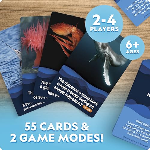 National Geographic Anyone's Guess Ocean Animals Trivia Cards - Kids Trivia Card Game with 55 Jumbo Cards, Animal Games, Kids Trivia Game - style: Ocean Animal Trivia