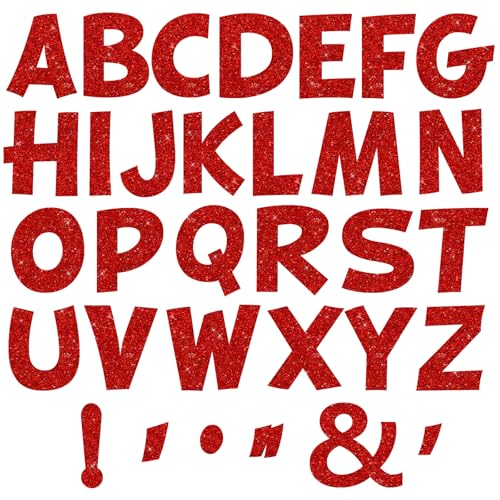 150 PCS Large 6" Bulletin Board Letters Set, Glitter Red Classroom Alphabet Cutout Letter for Bulletin Board Display Home School, A Great Helper to Inspire Students' Learning Interest - style: Glitter Red