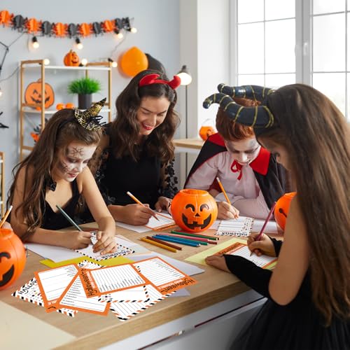 COCHIE 30 Players Halloween Party Games for Adults Family Office Large Groups, Words Pictionary Game, Riddle Game, Word Scramble Games with Answer Key (Halloween Orange) - style: Halloween Orange
