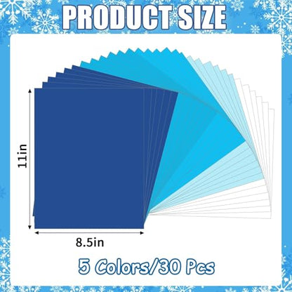 JULBEAR 30 Sheets Blue Cardstock, 8.5 x 11 Inch 180g Winter Navy Colored Cardstock Blue Construction Pastel Paper Kids Adults Winter Christmas DIY Arts Crafts Copy for School Office Home Supplies - style: Winter Style