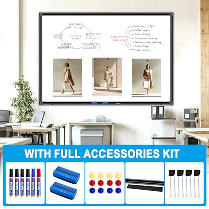 H-Qprobd 60"x40" White Board for Wall Large Magnetic Dry Erase Board with Black Aluminum Frame, Presentation Whiteboard Suitable for Home, Office, Classroom & Kitchen - size: 60"W x 40"H