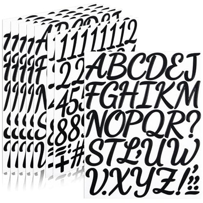290 Pieces 2 Inch Self Adhesive Black Letter Number Stickers | Vinyl Alphabet Waterproof Letters Numbers for Mailbox, Bulletin Board, Poster, Classroom, Scrapbook and Outdoor (8 Sheets) - color: Black