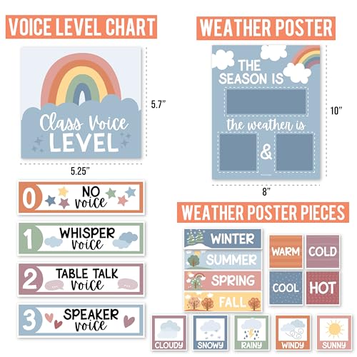 Hadley Designs Classroom Calendar Set Bulletin Board Decorations - Boho School Calendar for Classroom Decor, Kindergarten Preschool Elementary Teacher Must Haves, Homeschool & Daycare Essentials - style: Boho Pastel