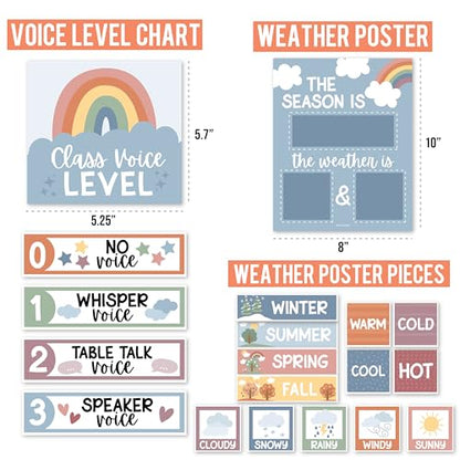 Hadley Designs Classroom Calendar Set Bulletin Board Decorations - Boho School Calendar for Classroom Decor, Kindergarten Preschool Elementary Teacher Must Haves, Homeschool & Daycare Essentials - style: Boho Pastel