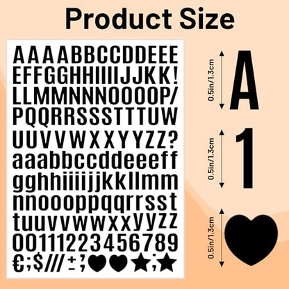 4650 Pcs Letter Stickers Vinyl Mailbox Numbers and Letters, 30 Sheets Small Alphabet Number Stickers Self-Adhesive Waterproof Sticker Letters for Window Vehicle Bulletin Poster Board (Black, 0.5 Inch) - color: Black, size: 0.5 Inch