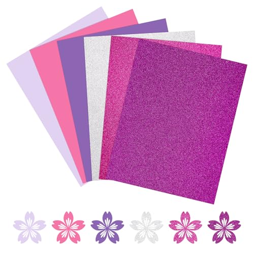 60Sheets Purple Cardstock 8.5x11" Glitter Card Stocks Lavender Light Purple Scrapbook Paper Silver Construction Paper for Crafts Party Favors Invitations Cards Making School Office Home Supplies - color: Purple
