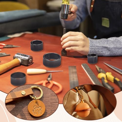 PH Padahall Leather Hole Punch Die Round, 8pcs Hole Hollow Punch 20 25 30 35 40 45 50 55mm High Carbon Steel Circle Cutter Tool Cutting Leather Hole Punch Set for Belts EVA Foam Fiber Board Clay Craft - color: Round, size: 8 Sizes (20-55mm)