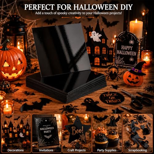 25 Sheets Black Mirror Cardstock Paper 8.5 x 11 Metallic Shimmer Sheets 250gsm/92lb Heavyweight Scrapbook Paper for Certificates, Invitations, Greeting Cards, Crafts, Graduations - color: Black