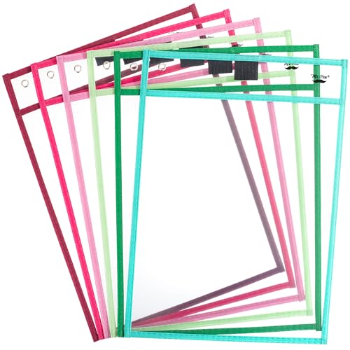 Mr. Pen- Reusable Dry Erase Pocket Sleeves, 10" x 14", 6 Pack, Mint Melody | Clear Plastic Paper Sleeves, Ticket Holders, Clear Plastic Sheet Protectors, Teacher, School, Classroom Supplies - color: Mint Melody, size: 6 Pack