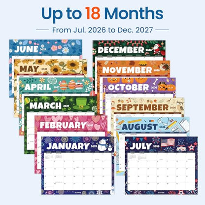 SUNEE Wall Calendar 2026-2027 18 Months Jul. 2026 - Dec. 2027, 14.5"x11.5" Big Grid Hanging Calendar with Note for Organizing & Planning, Monthly Calendar 2026-2027 with Last Month and Next Month, Seasons Color - color: Seasons