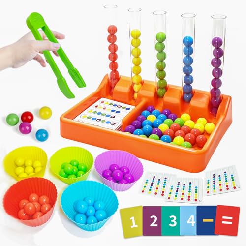 Counting and Color Sorting Toys, Preschool Kindergarten Learning Activities, Math Manipulatives Supplies Matching Games, Fine Motor Skills, Educational Montessori Toys for Kids 3 4 5 6 Year Old - color: Colorful-multicolor