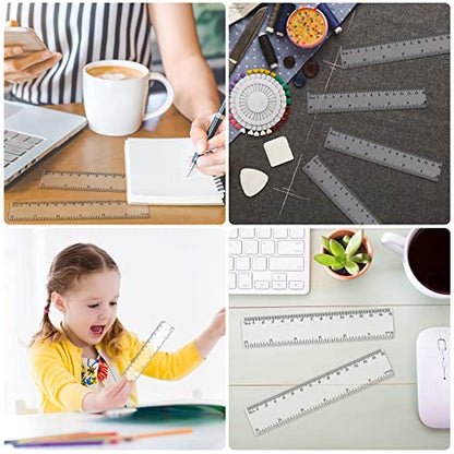 32 Pack 6 Inch Mini Rulers Bulk Plastic Small Rulers with Inches and Centimeters, Drafting Measuring Tool Set for Classroom Kids Student School Office Supplies(6 Inch,Clear) - color: Clear