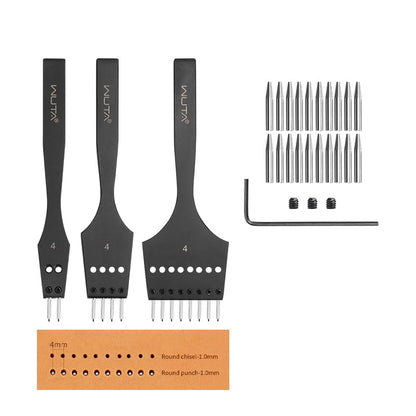 WUTA Leather Stitching Punch, 3nd Removable Leather Punch Tool, Professional Working Hand Tool Set for DIY Leather Craft（4mm- 2+4+8 Hole） - size: 3nd 4mm- 2+4+8 Hole