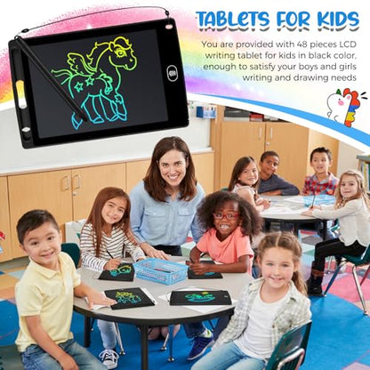 Zhehao 48 Pieces LCD Writing Tablet for Kids 8.5 Inch Doodle Pads Bulk Erasable Drawing Doodle Board Drawing Pads Learning Toy for Valentine Easter Gift Boys Girl Age 3-10(Black) - color: Black