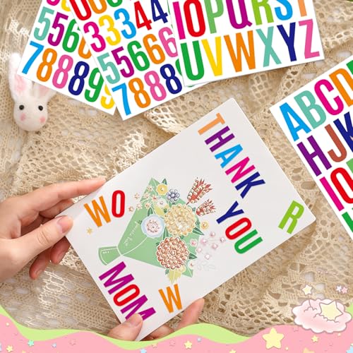 414Pcs Letter Stickers Alphabet Stickers 15 Sheets 2 Inch Vinyl Letter Sticker Self Adhesive Alphabet Number Stick on Sticker for Scrapbook Classroom Craft Window Bulletin Board Sign Mailbox Numbers - color: Colorful