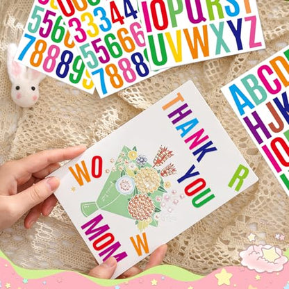 414Pcs Letter Stickers Alphabet Stickers 15 Sheets 2 Inch Vinyl Letter Sticker Self Adhesive Alphabet Number Stick on Sticker for Scrapbook Classroom Craft Window Bulletin Board Sign Mailbox Numbers - color: Colorful