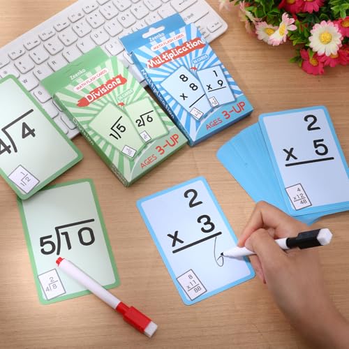 72 Pcs Reusable Multiplication Flash Cards & Division Flash Cards, Double-Sided Math Flash Cards, 2-Pack Flashcards for Repeated Practice - style: Multiplication and Division