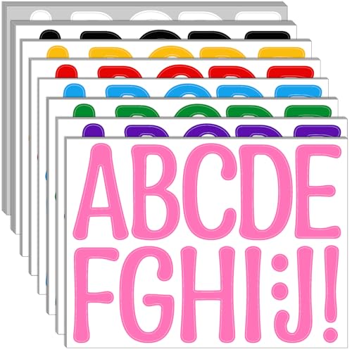Bemeol 30 Sheets Large Letter Stickers 4 Inch Alphabet Letter Stickers Self Adhesive Sticker Letters for Bulletin Boards Classroom Home Decor(Multicolor) - color: Multicolor 01