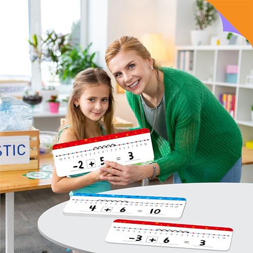 15 Packs Number Line Dry Erase Boards, Double Sided Writable and Erasable Board-0 to 20 on One Side & -10 to10 on Other Side Math White Board for Kids, Students, Classroom and Home (12” x 4”) - color: Stars, size: -10-10/0-20 -15 Packs