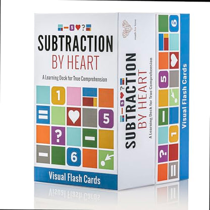 Math for Love Subtraction by Heart | Subtraction Flash Cards for Kids Grades K–3 | Visual Spaced Repetition for Fact Mastery | 145 Cards, 3 Decks