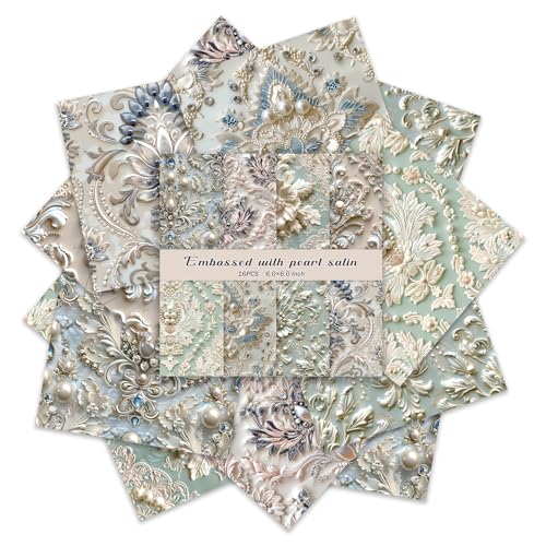 PRSTINCOL Scrapbook Paper,16 Sheets 6x6 Inch Pearl Satin Style Scrapbook Supplies,Single-Sided Vivid Origami Decoupage Paper for Diy Crafts, Card Making, Art Journaling - color: Pearl Paper