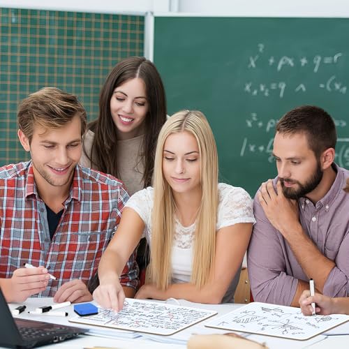 16 Pack Dry Erase XY Axis Graph Lap Boards 9'' x 12'' Double Sided White Boards Math Student White Boards Small Dry Erase Board with 20 Pens and 16 Erasers for School Classroom Supplies